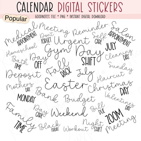 CALENDAR WORDS Digital Planner Stickers - Rustic Farm Chick®️